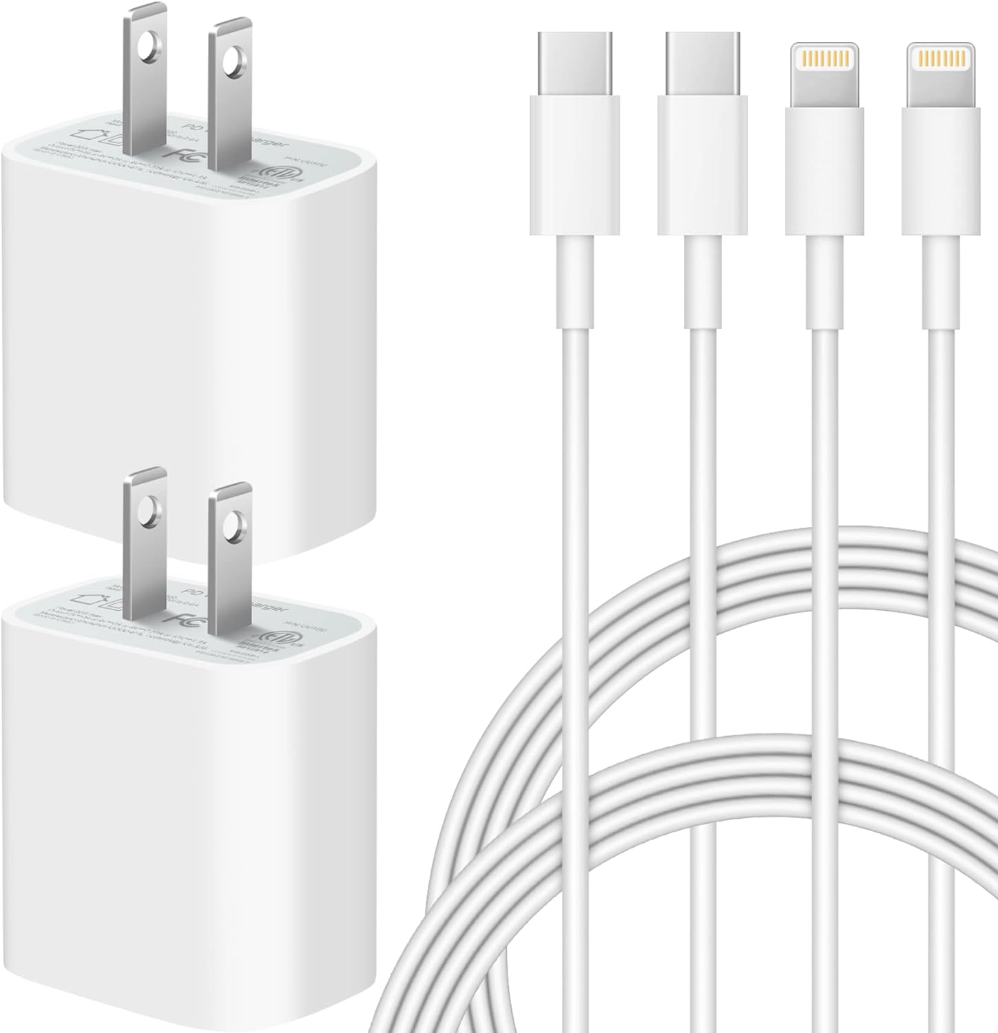 For iPhone Super Fast Charger iPad Charger 20W US C Wal Charer with 6FT Fast Charoing Fast Cables Co